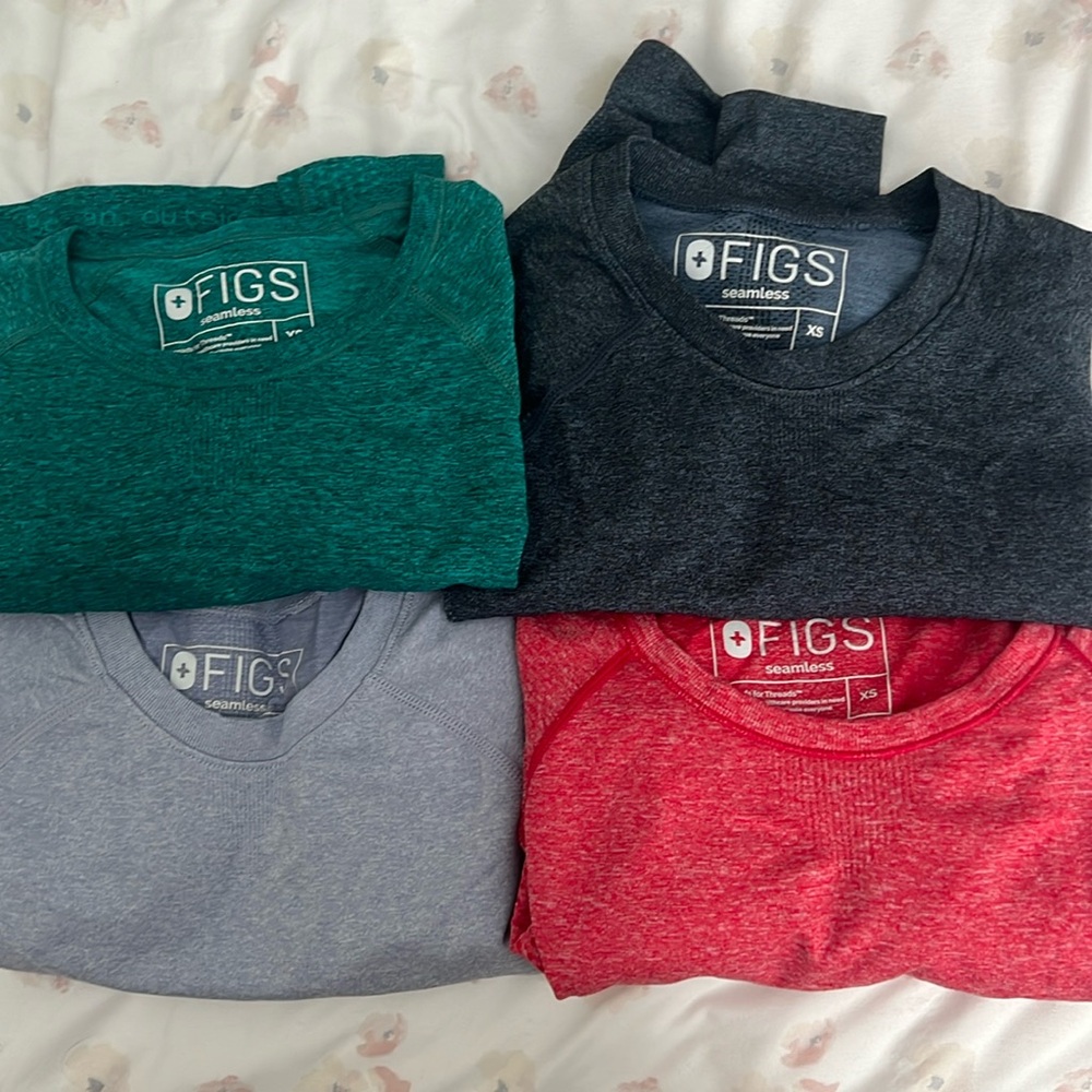 Set of 4 FIGS Long Sleeve underscrub tops